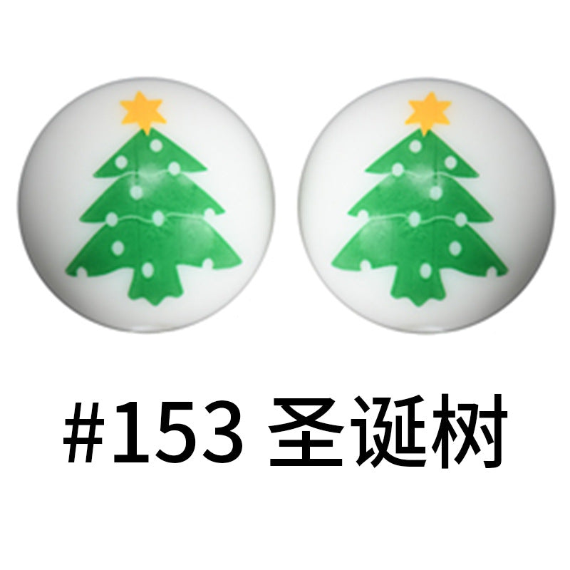 Wholesale 50pcs 16mm Print Silicone Beads Colorful Silicone Water Transfer Beads